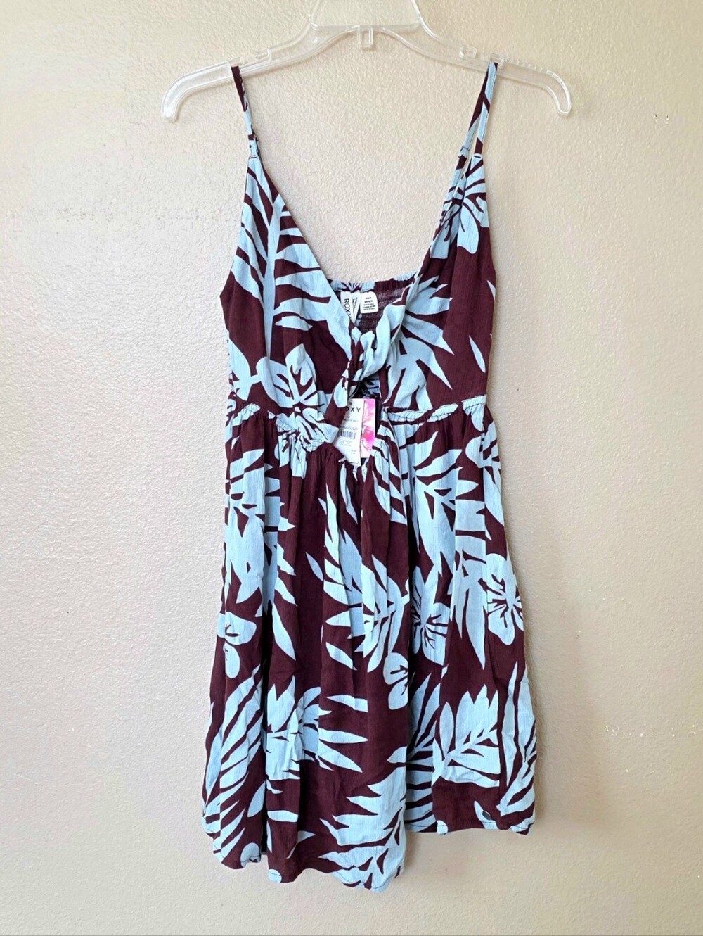 ROXY Womens Teal Brown Evening Glow Cutout Front Mini Dress - Size Medium
